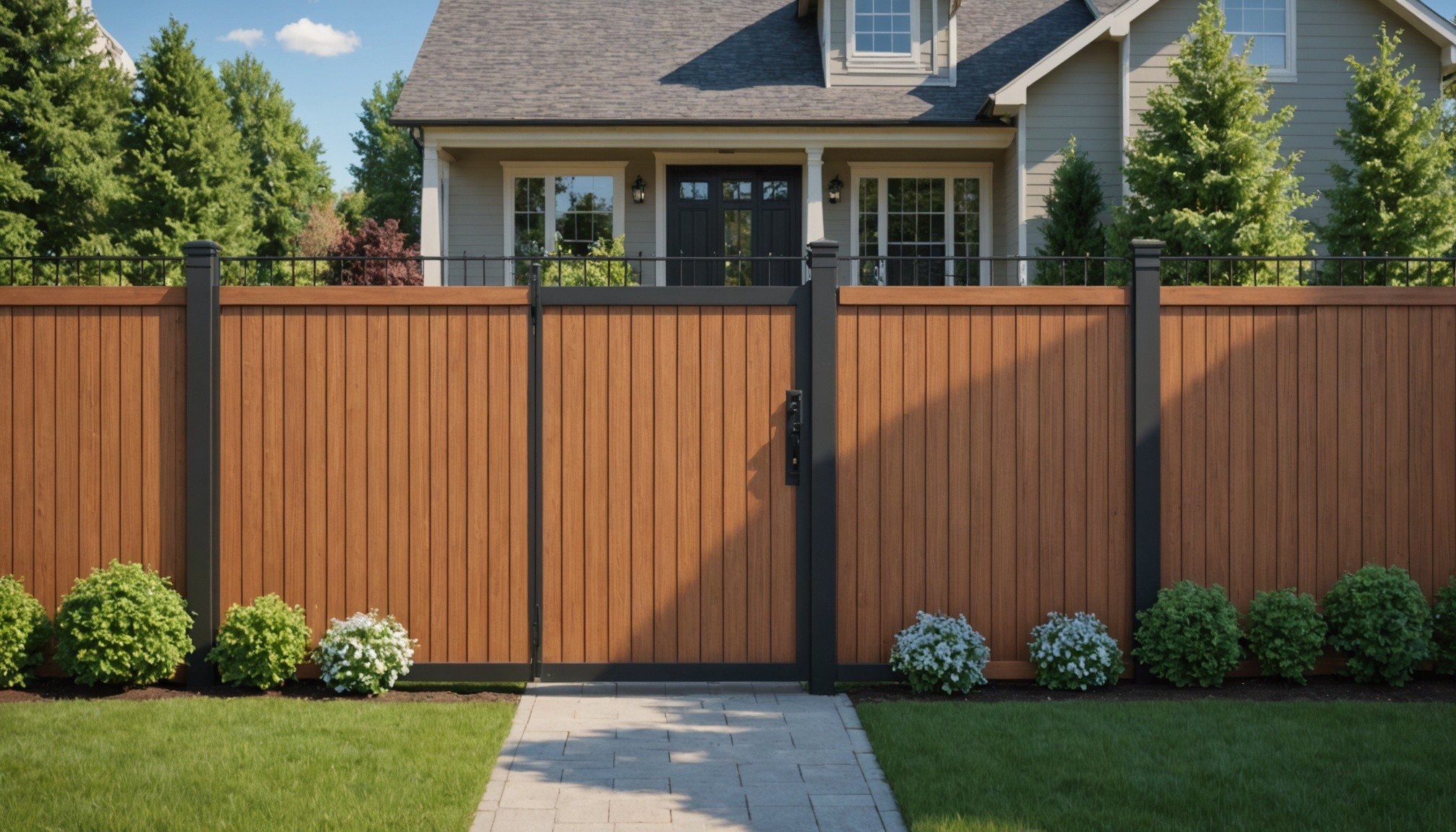 Clôture en bois naturel pour délimiter un jardin et assurer l'intimité